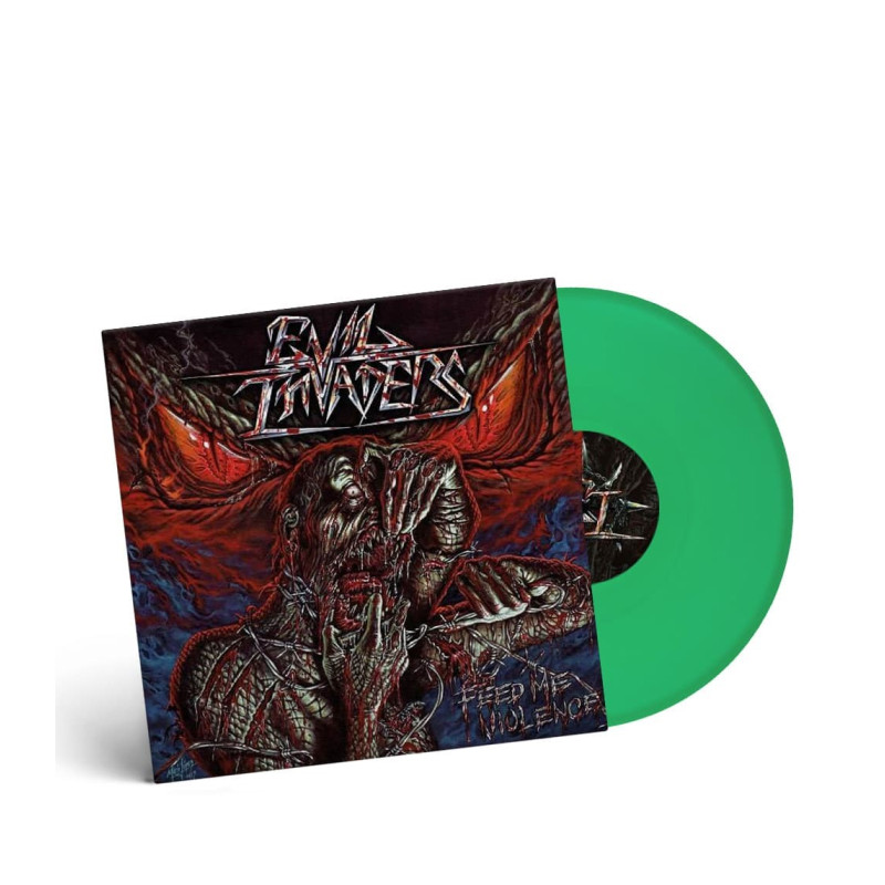 Evil Invaders "Feed me violence" transparent green LP vinyl